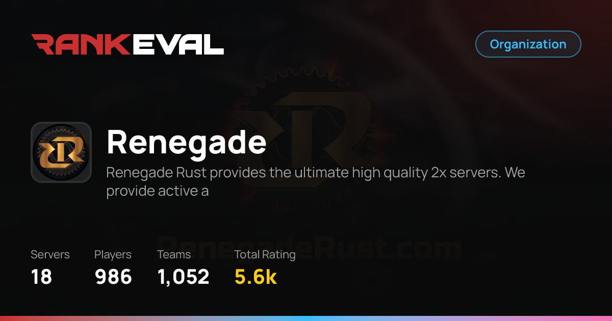Renegade | Rust Server Stats & Leaderboards
