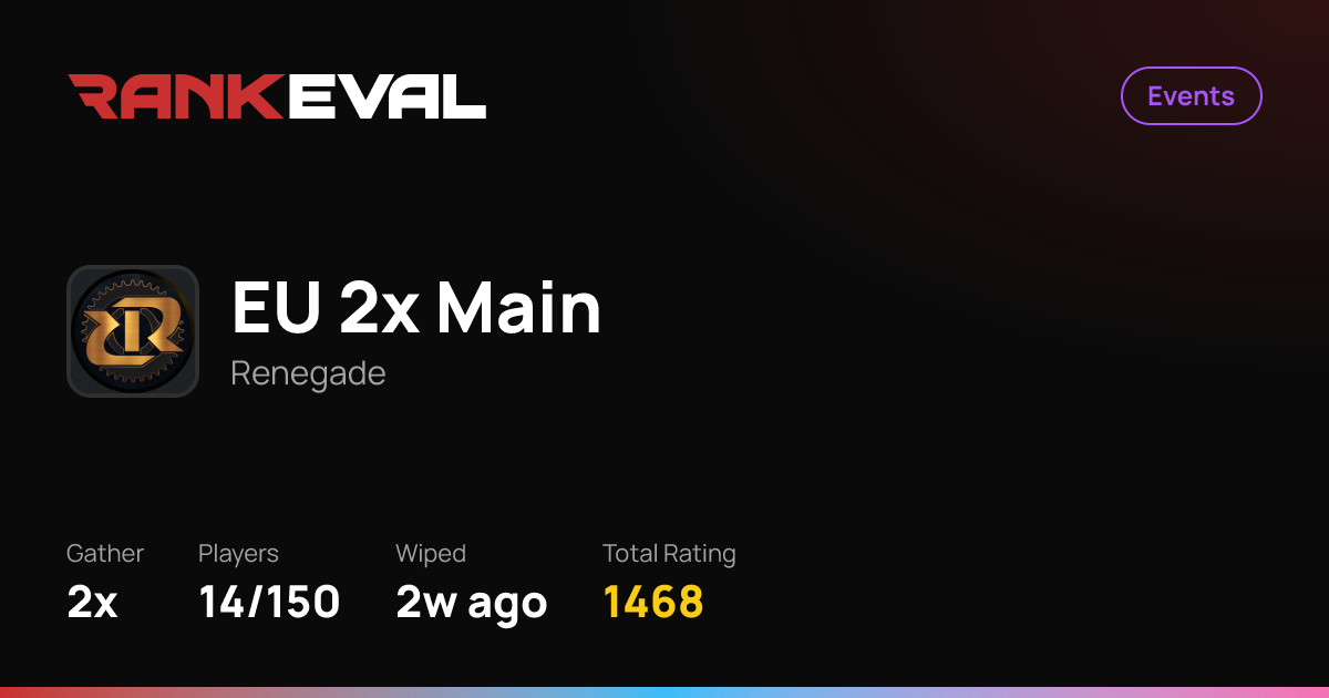 EU 2x Main – Server Leaderboards | Renegade