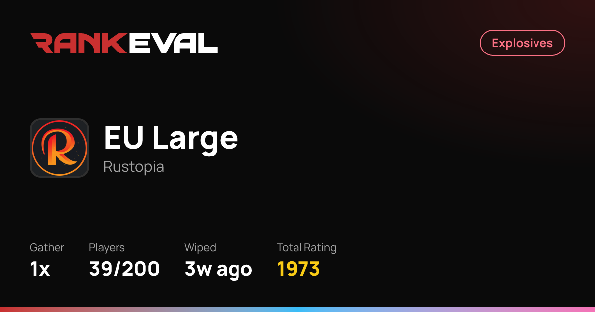 EU Large – Server Leaderboards | Rustopia