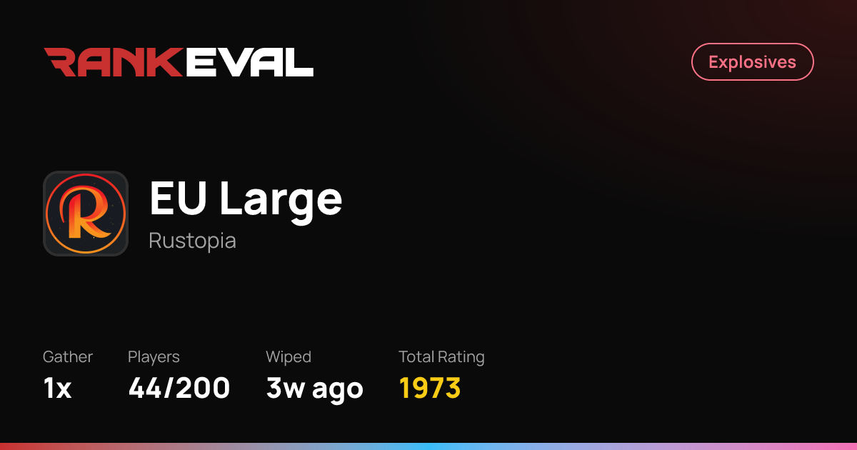 EU Large – Server Leaderboards | Rustopia