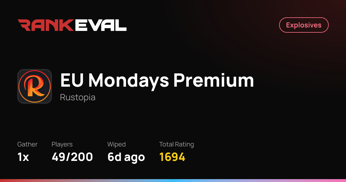 EU Mondays Premium – Server Leaderboards | Rustopia