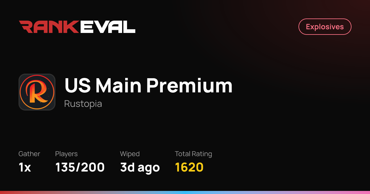 US Main Premium – Server Leaderboards | Rustopia
